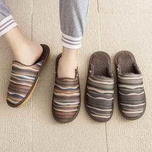 0923z 保暖棉拖男防寒柔软平底秋情侣女居家用木地板拖鞋 新款 冬季