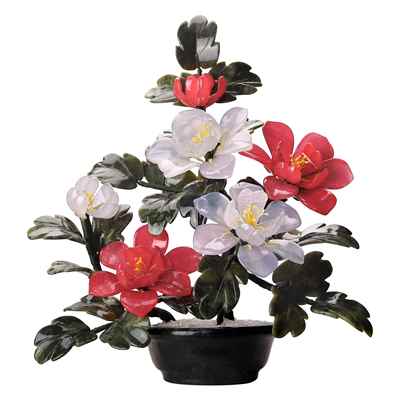 新款天然石牡饰丹花玉雕餐装饰品厅卧室家居客厅装玉品中式工艺品