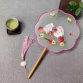 兔子双面绣团扇古风扇子苏绣跳舞专用扇子中国风汉服走秀表演扇子