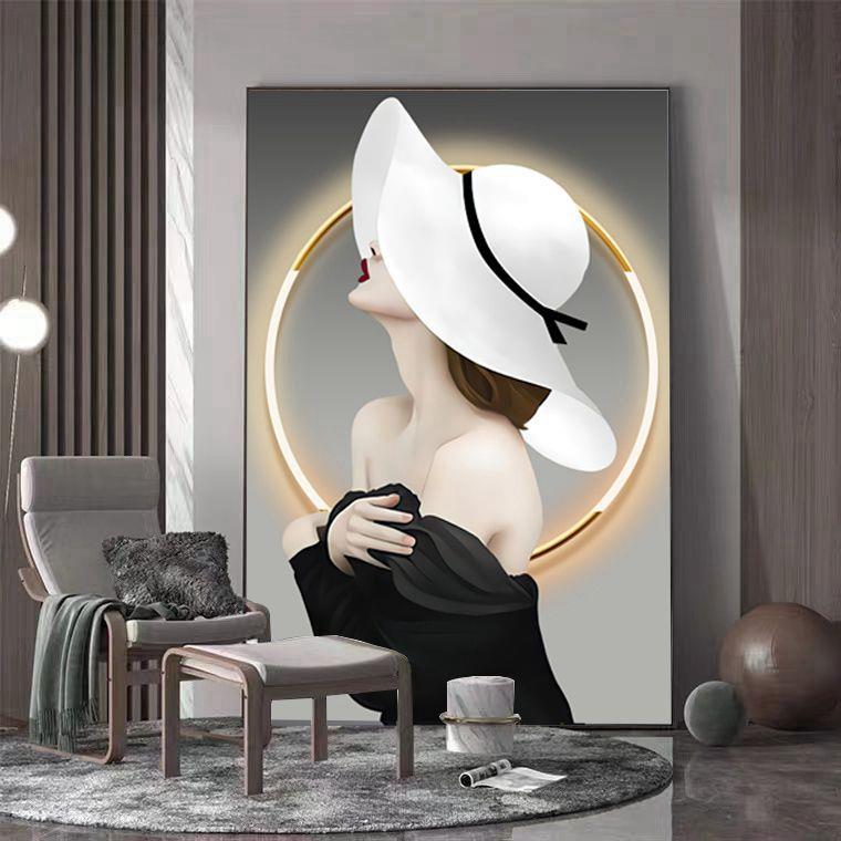 客厅装饰画现代简约轻奢2025新款人物落地画高档沙发背景墙挂画