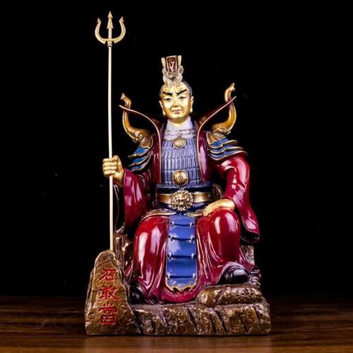 铜石敢当人物神像摆件大号泰山石敢当彩绘铜像家用家居供养工艺品