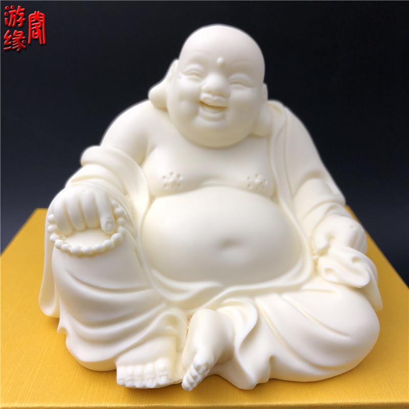 高档象牙果笑常意开弥勒佛汽车摆件车内装饰品创佛办像公室客厅用