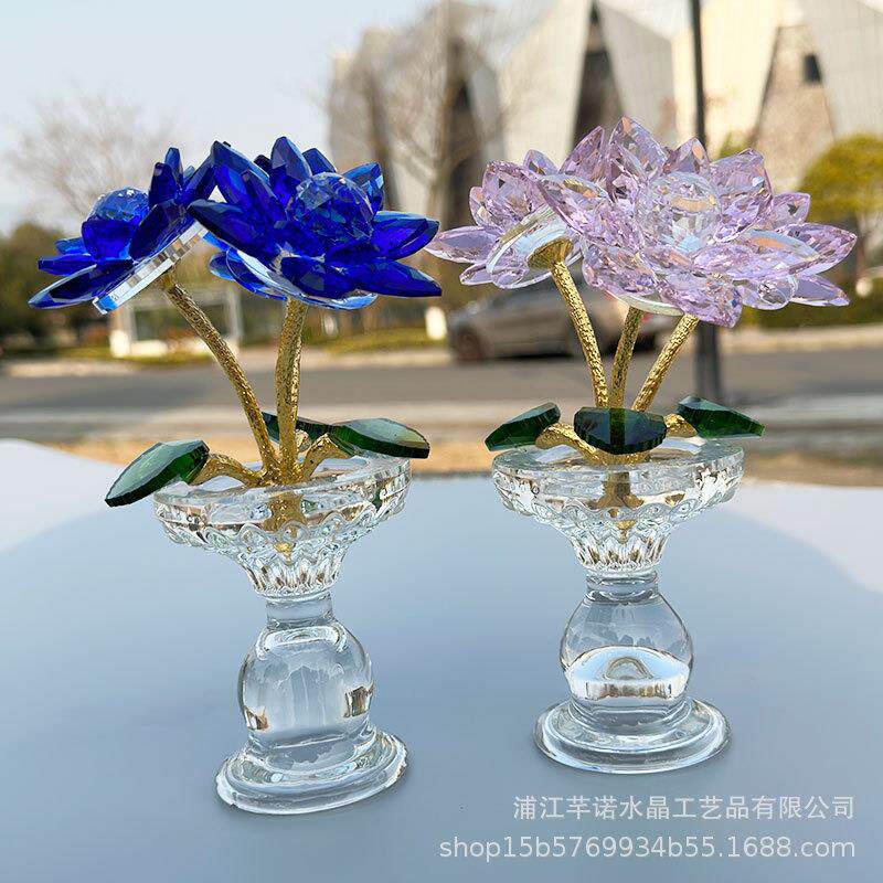 新品水晶仿真三头花合金花家居摆件桌面卧室装饰花朵源头厂家