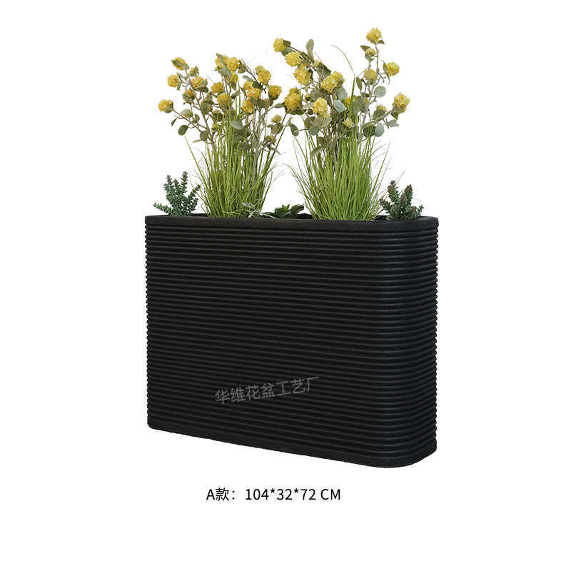 定制边摆件绿落地户外圆条纹花花盆水泥厂家植玻璃钢盆栽箱花瓶