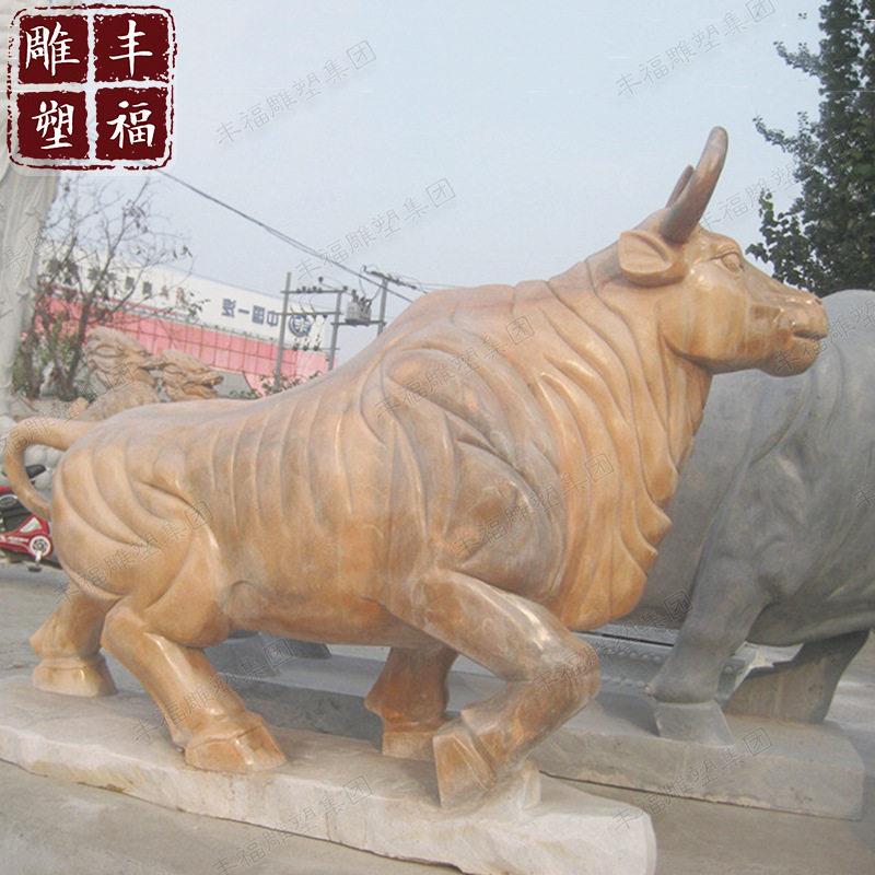 供应花岗岩石雕牛雕塑大型公园景观十二生肖大理石斗牛拓荒牛雕塑