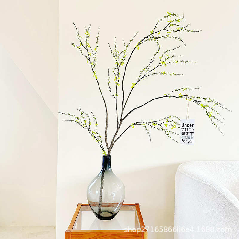 花束枝条假绿餐桌仿真花雪柳干花植摆件花艺室内装饰家楼夏落地花