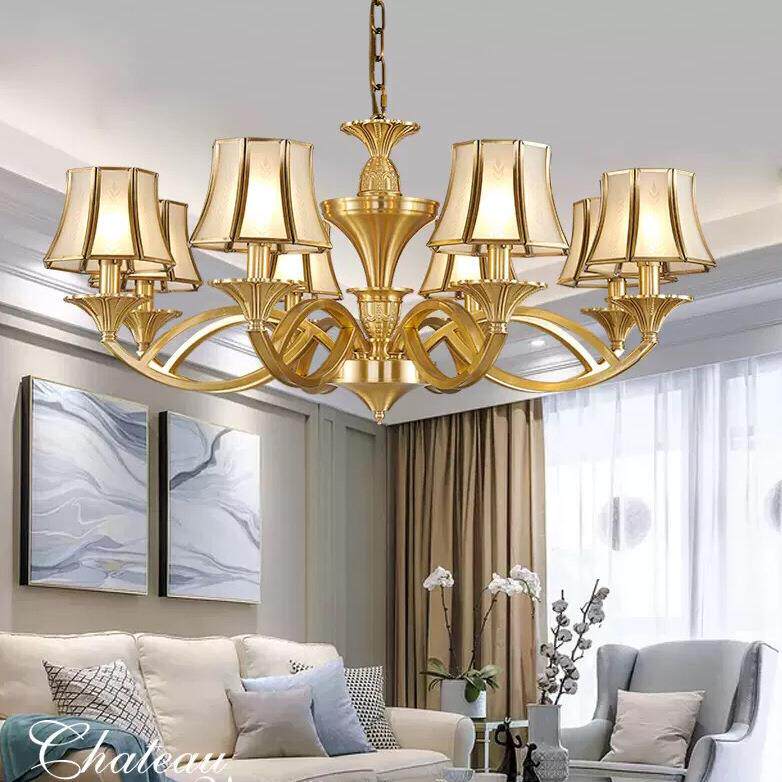 欧式吊灯全铜灯具客厅灯餐厅灯新款现代简约卧室简欧大气链光灯饰