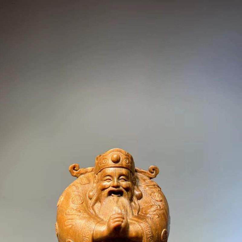 绿檀手木雕招好文品玩把件家居装小饰桌面工艺品摆件