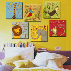 装饰画无框画客厅卧室儿童，书房现代时尚，壁画热带雨林卡通动物
