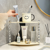 卫生间洗脸台洗漱台桌面亚克力双层转角置物架收纳架落地免打孔