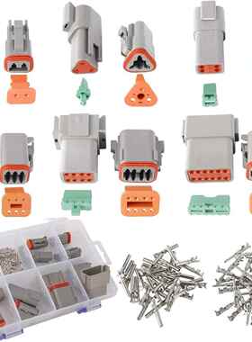 82PCS盒装2-12针DT防水电线连接器/公母接线端子组合套件