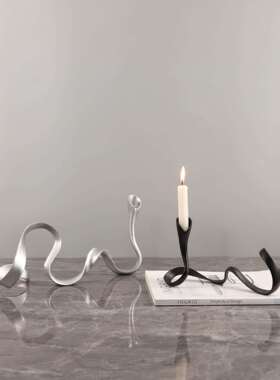 欧创意几何北飘带属烛台摆件客厅样餐1184厅酒店板房金软装家居装