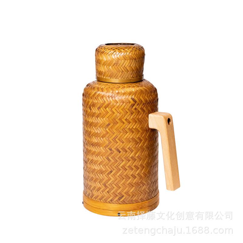 竹编老式家用热水瓶茶室开水瓶传统木塞玻璃内胆保温壶民宿怀旧
