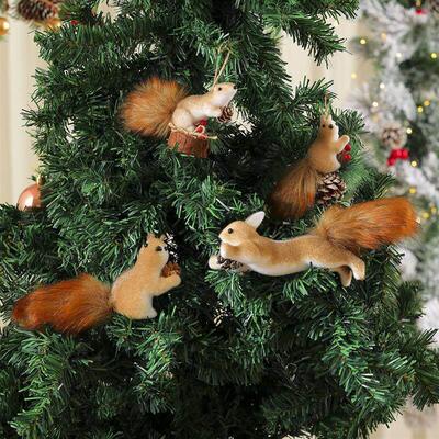 Foam Squirrel Ornament-Realistic Cartoon Decor for Christmas