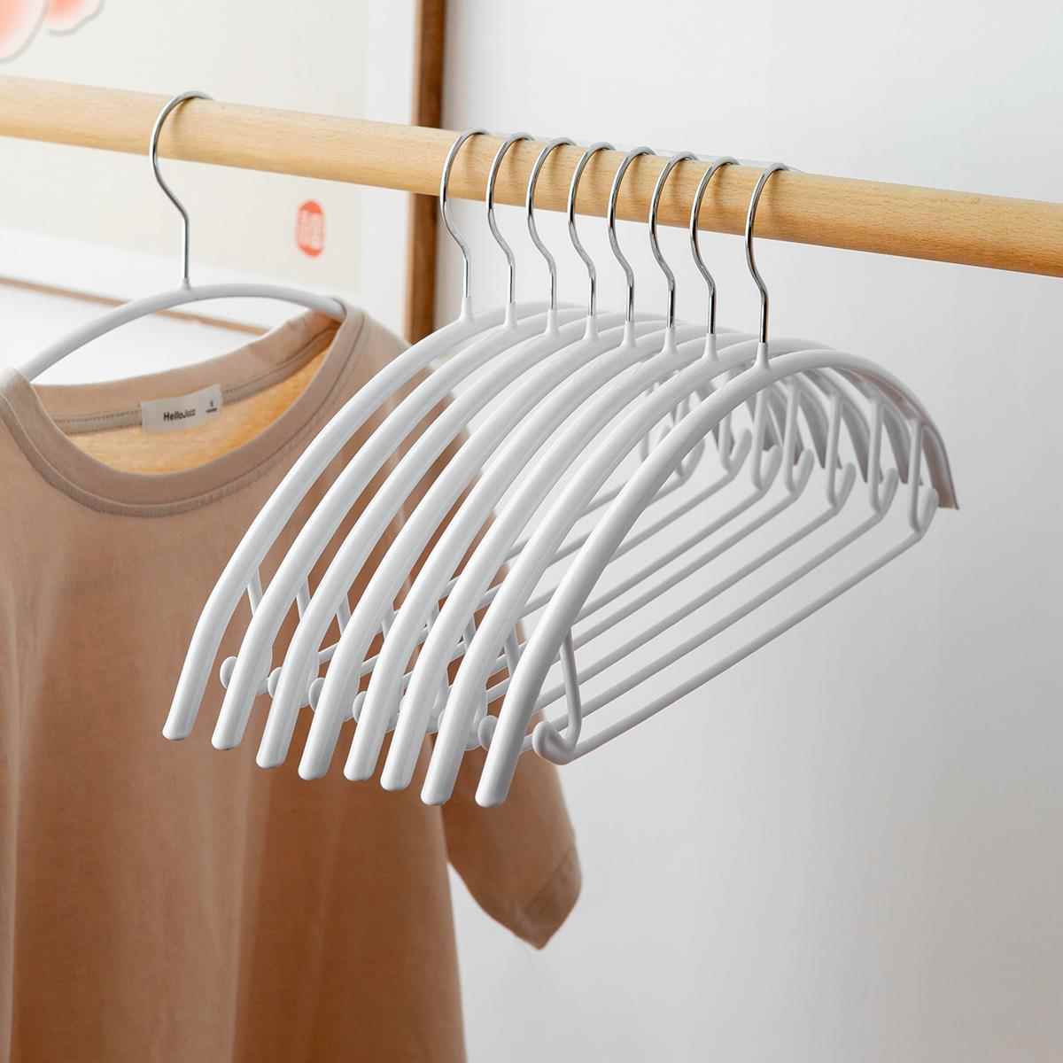 家用无痕防滑衣架不起包晾衣架金属不锈钢宽肩大衣衣撑裤架晒衣架