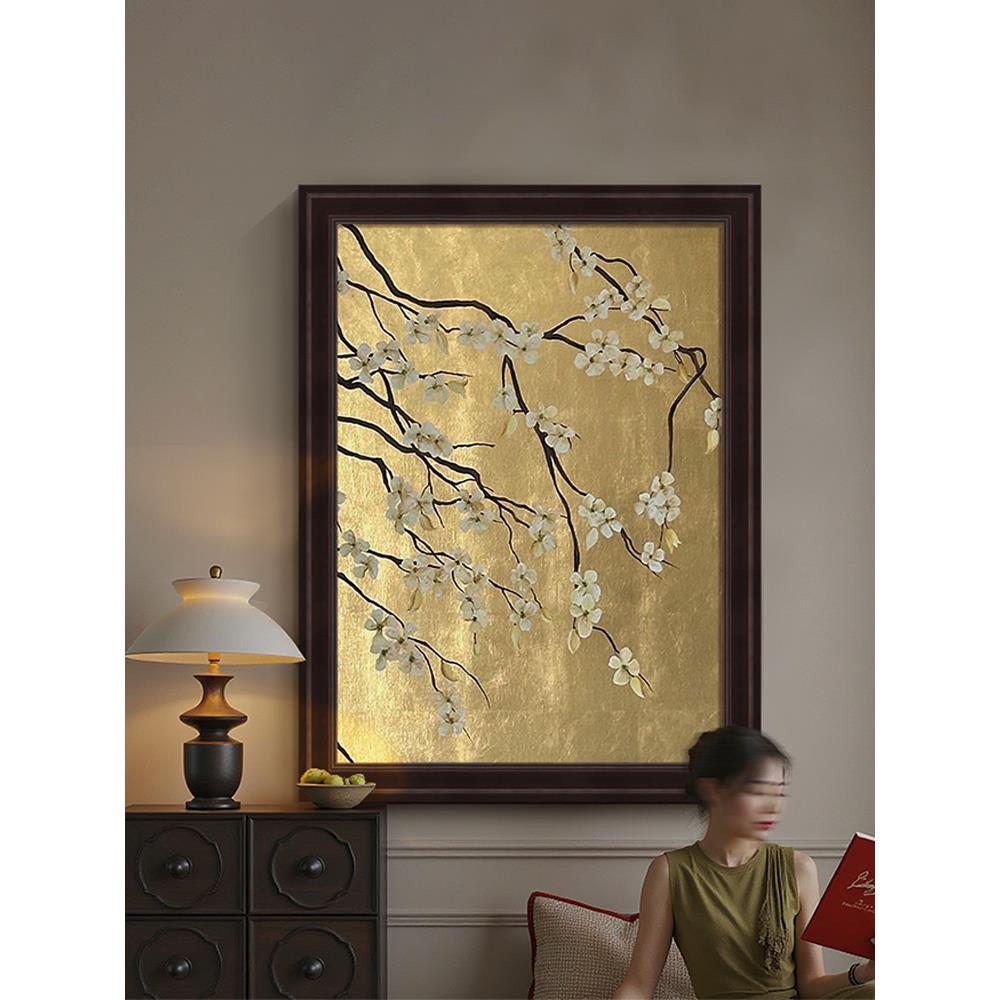 宋代美学花卉客厅玄关装饰画新中式客厅卧室挂画高级感办公室壁画图片