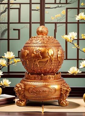 牛转乾坤旋转鼎摆件开运招财办公桌面家居装饰工艺品公司企业礼品