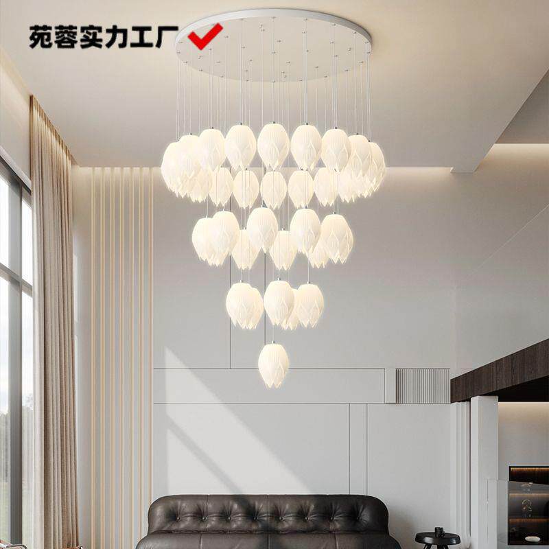 楼梯灯北欧现代客厅灯床头餐桌别墅复式楼梯间loft玉兰花大吊灯