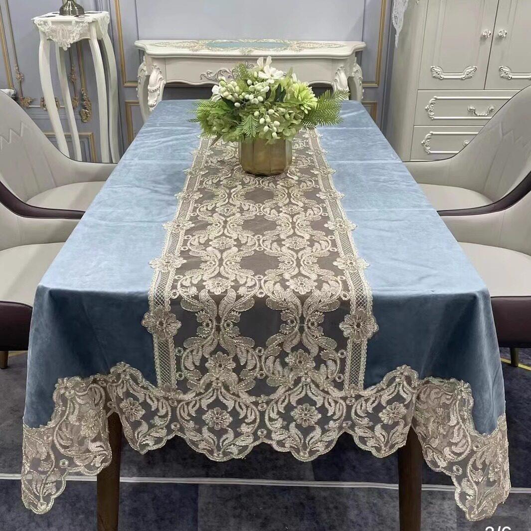 欧式布艺桌布高端奢华餐桌氛围感蕾丝家用客厅茶几桌布轻奢高级感