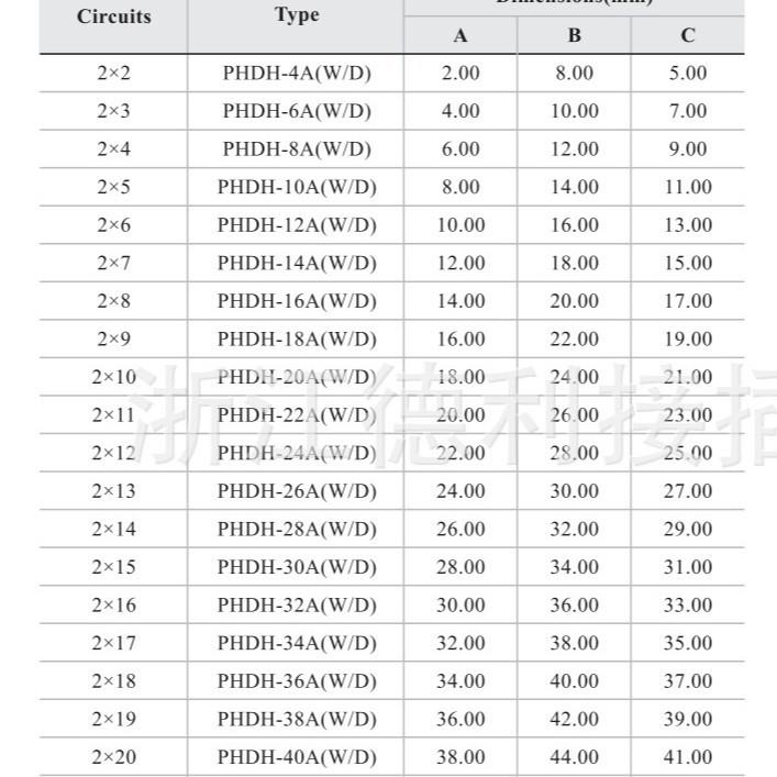 PHDH2.0mm线对板插针式连接器