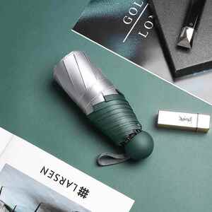 钛银胶遮阳伞折叠黑胶防晒晴雨伞五折骨迷你太阳伞