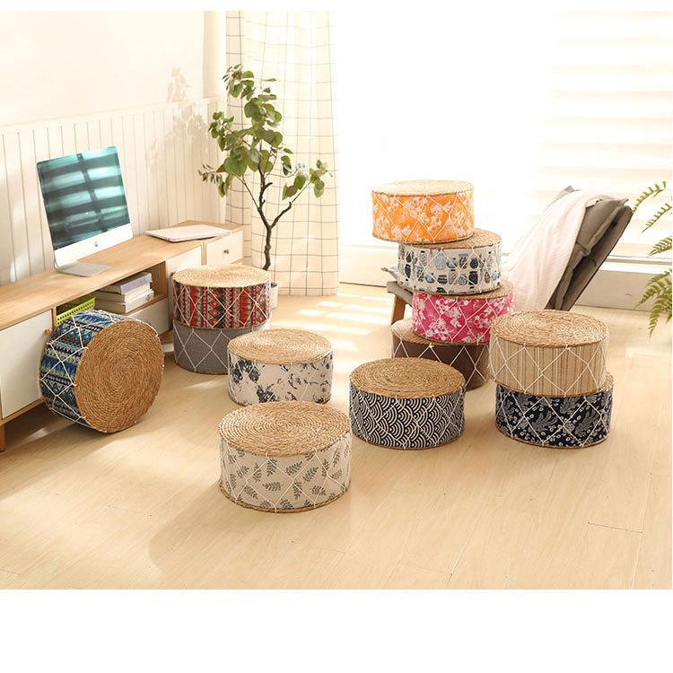 草编小凳子矮凳家用圆凳藤编创意沙发凳儿童凳客厅茶几地板坐墩子