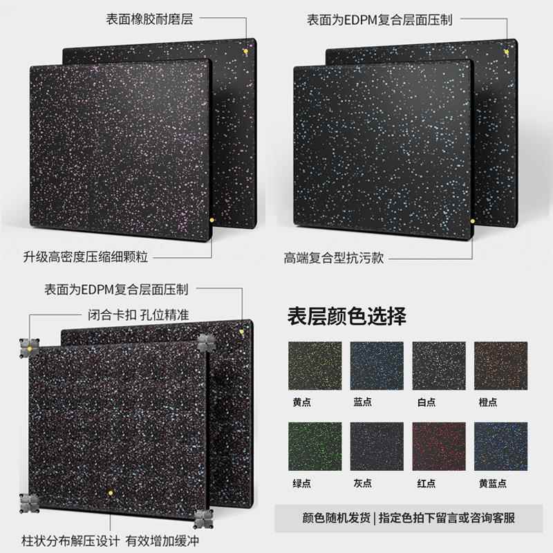 亿迈功BGB性塑胶地垫健身房垫杠铃垫子地隔音减震垫能胶运动地板