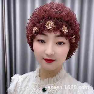 春天帽子女春夏四季 防尘遮阳老人帽美人帽遮白发妈 款 蕾丝小花朵款