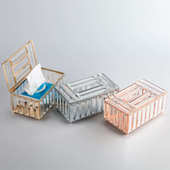 热销欧式 长条水晶纸巾盒创意酒店家用客厅沙发茶几桌面收纳摆件