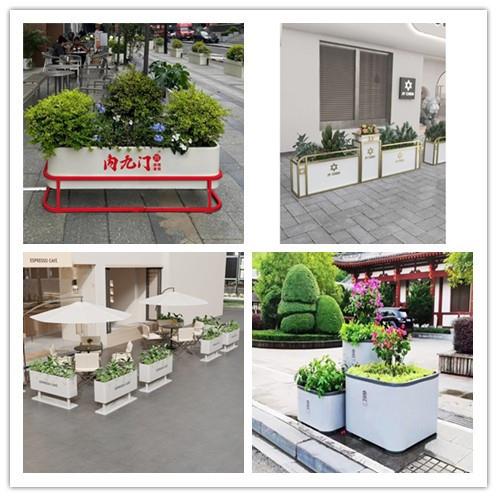 户外不锈钢铁艺花架组合外摆隔断圆角花箱烤漆花坛创意街道种植箱