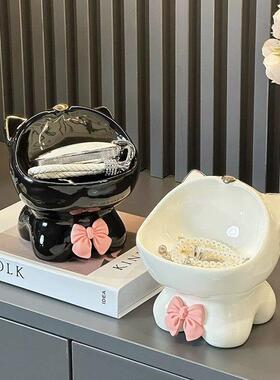 轻奢高端吉祥猫收纳箱客厅鞋柜入口入口门钥匙饰品家居装饰品