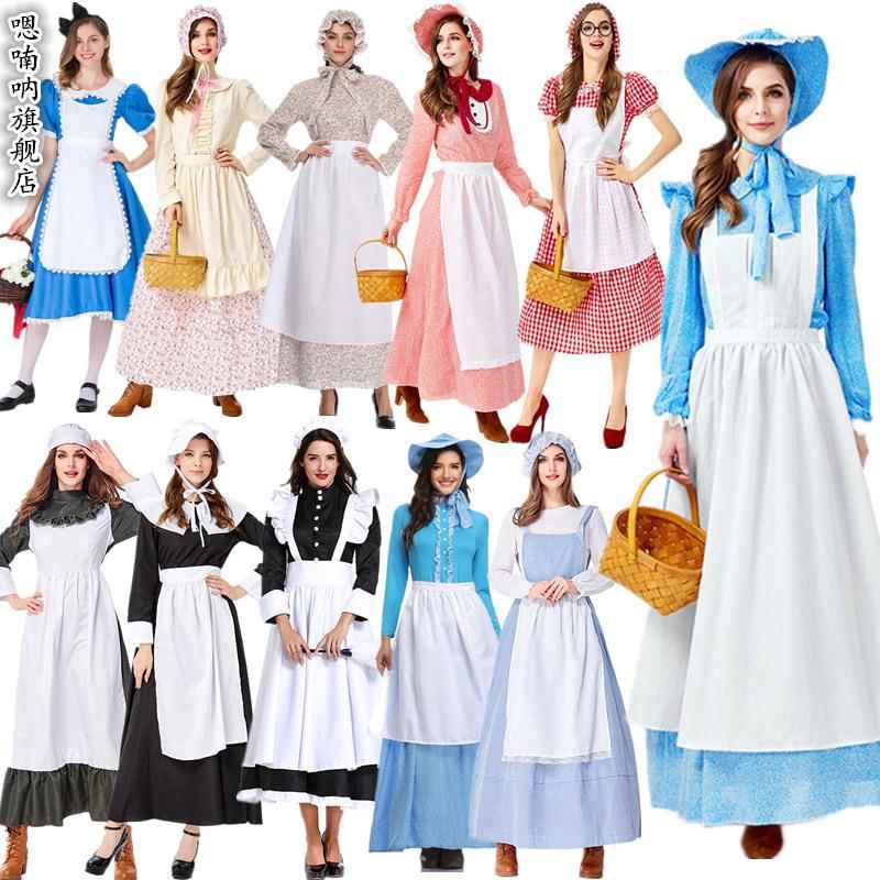 万圣节新年成人狼外婆灰姑娘cos服田园庄园农场女仆装派对演出服