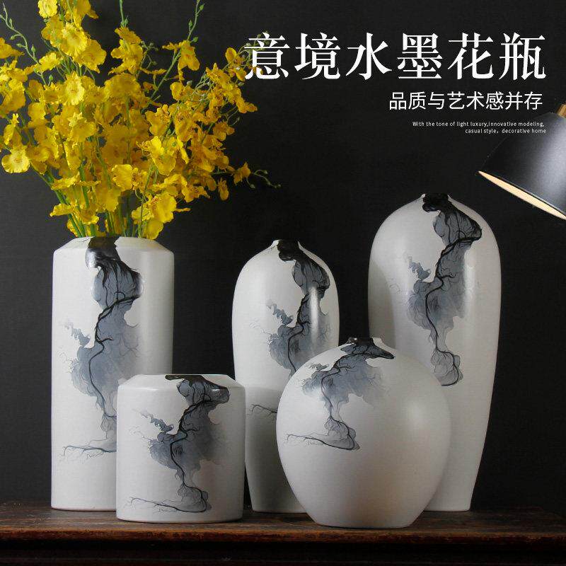 景德镇陶瓷花瓶摆件麦穗干燥花客厅鲜花彷真插花装饰新中式大号窄