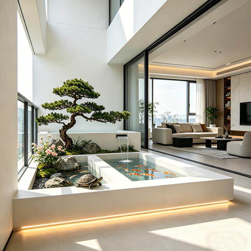 成品定制不锈钢户室内外二合一乌龟缸鱼池造景阳台庭院流水景观