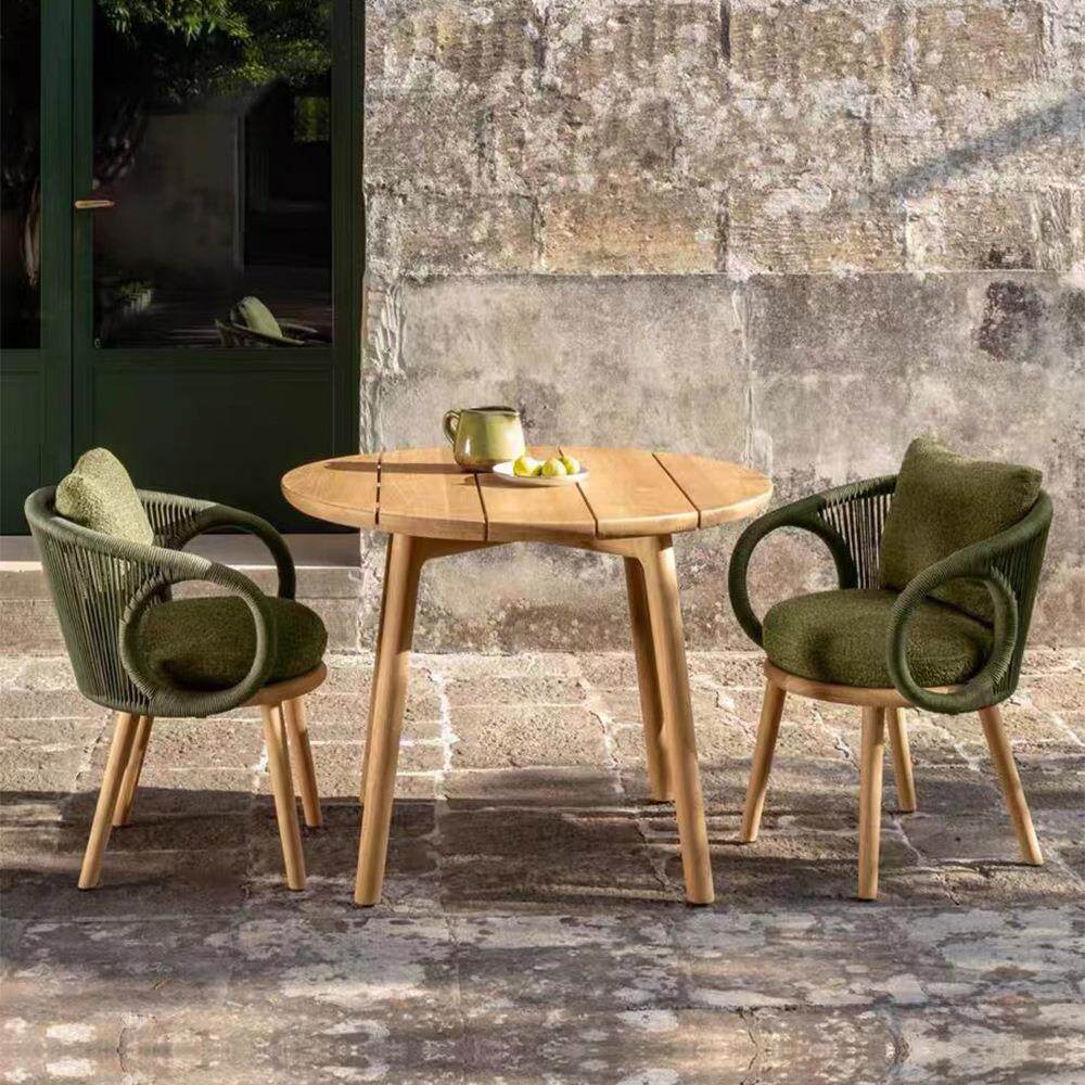 户外休闲藤编桌椅庭院花园别墅阳台露天阳台室外酒店柚木餐桌家具