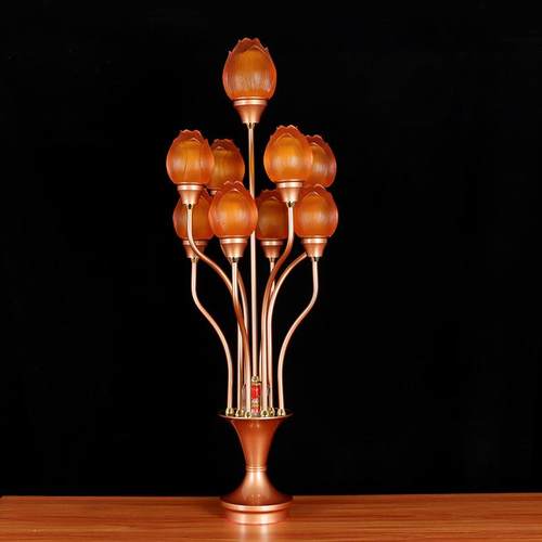 高档通佛灯具佛灯圆供灯莲花灯佛供佛前插电长明灯品LED琉璃9品13