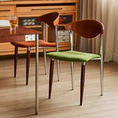 中古餐椅实木靠背北欧创意高级设计师复古侘寂风网红大C餐椅