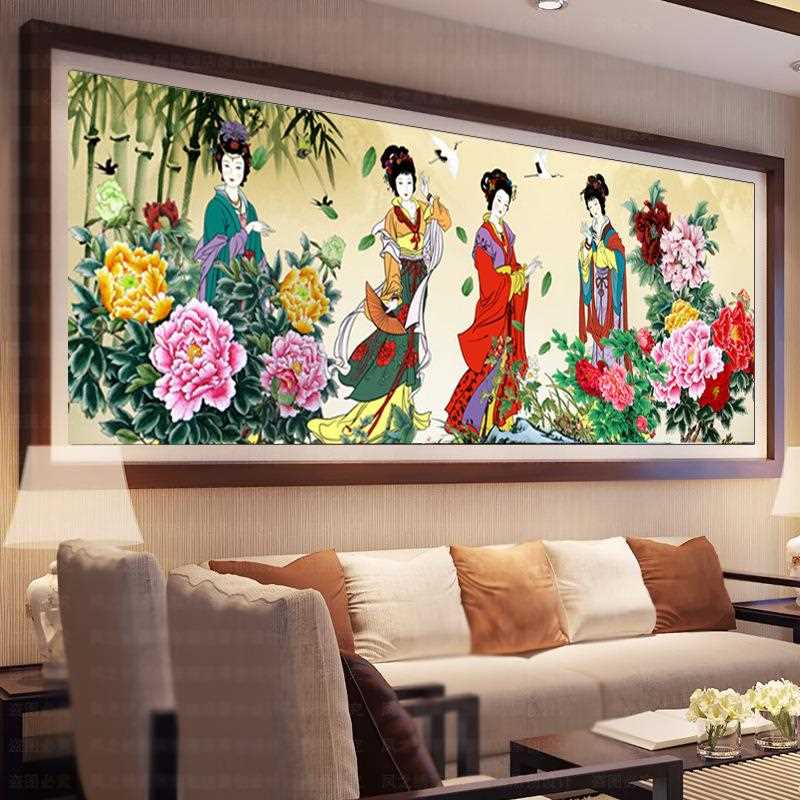 新款直销5d钻石画满钻客厅十字绣2021新款点钻粘贴古典四大美女花