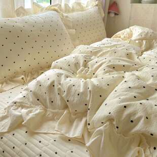 我软~A母婴级针很织双层纱床类四【自营】件套花边款夹棉绗缝床盖
