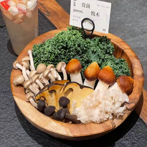山野风餐具火锅店配盘子木碗异形蔬菜菌菇拼盘牛肉专用盘商用创意