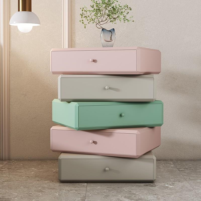 实木烤漆5斗柜可旋转床头柜现代简约卧室抽屉柜多功能储物柜包邮