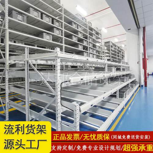流利式货架线棒滑移滚筒先进先出电子车间流水线定制流利条货架