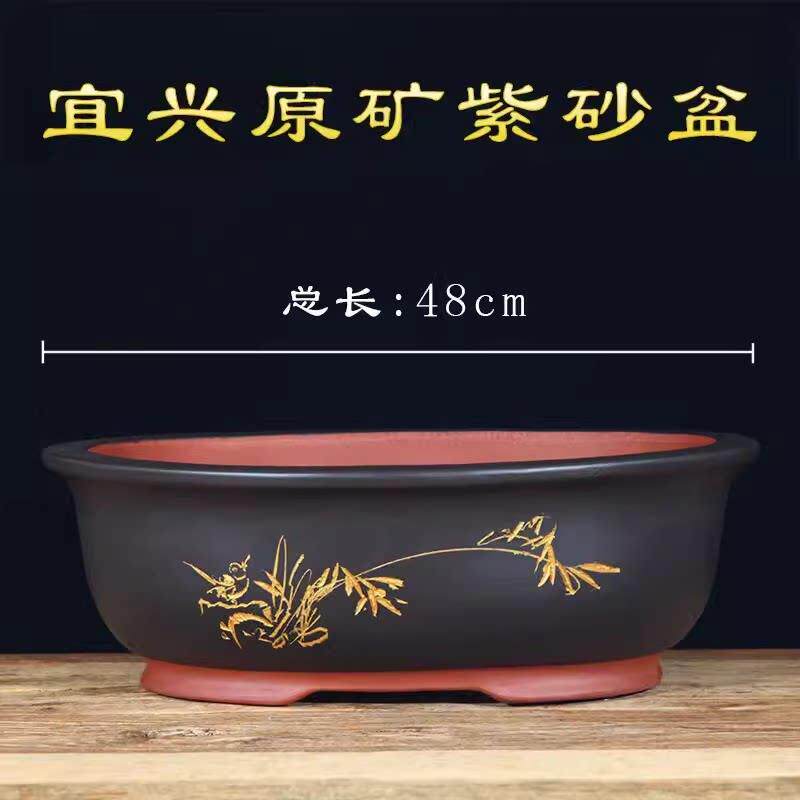 椭圆形紫砂花盆特大盆景盆老桩造景盆梅花榕树盆金撢子种树陶瓷盆