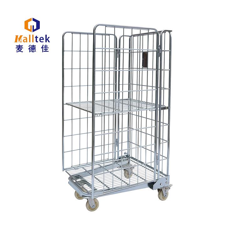 MT-LRC01供应物流台车金属笼车仓库理货周转可折叠物流手推车