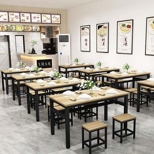 实木餐桌椅组合长方形家用饭桌餐厅桌子早餐店快餐小吃店食堂饭店
