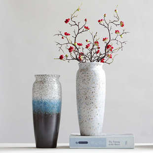 饰 创意客厅办公室插花水养容器工艺摆件装 中式 复古陶瓷大花瓶个性