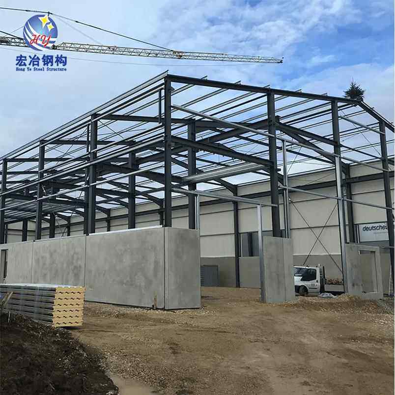 广东钢结构厂家宏冶设计制造预制钢结构厂房车间出口肯尼亚工程