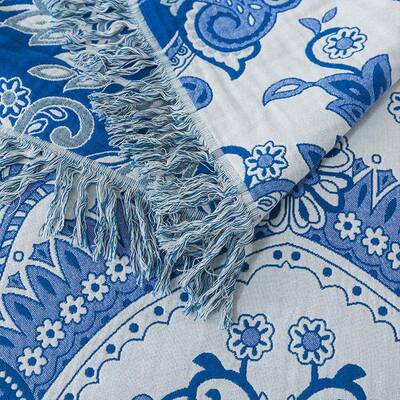 花新款面欧式卉款可流苏毛巾毯沙发巾双用夏季柔软薄款XMQ-teng毯