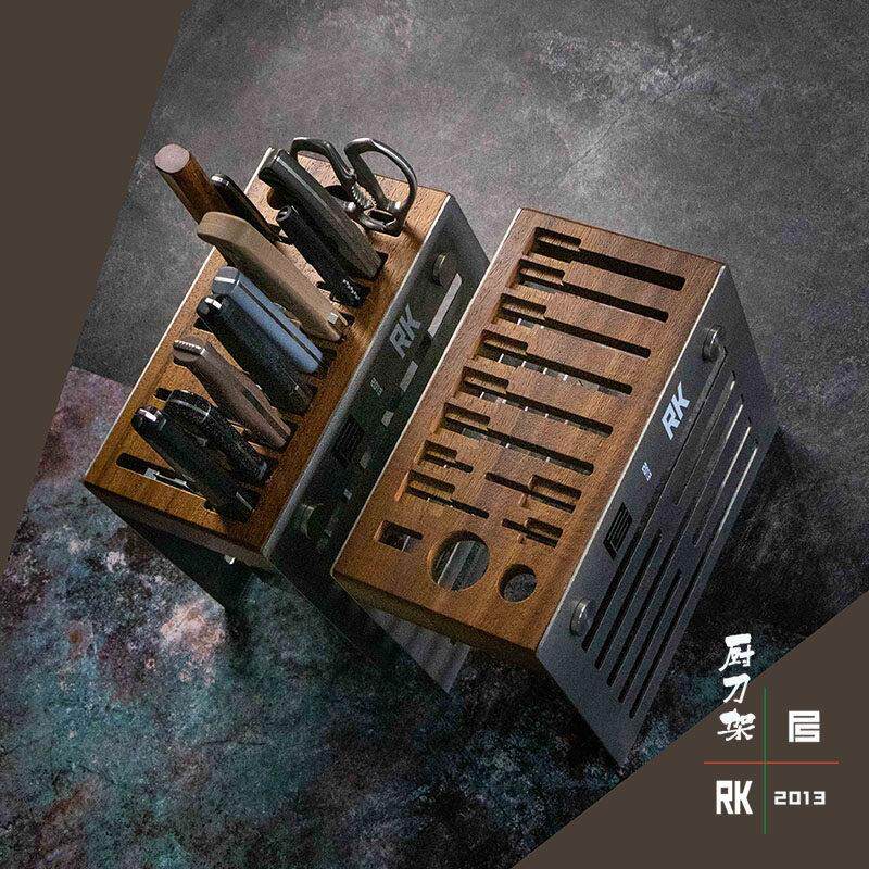 百浓厨房特大号置物架菜刀菜刀架实木不锈钢置物架刀具收纳层架