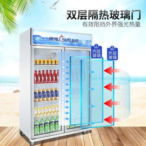 穗凌LG4-882M2F立式双门饮料冰柜商用单温风冷展示保鲜冰箱冷藏柜